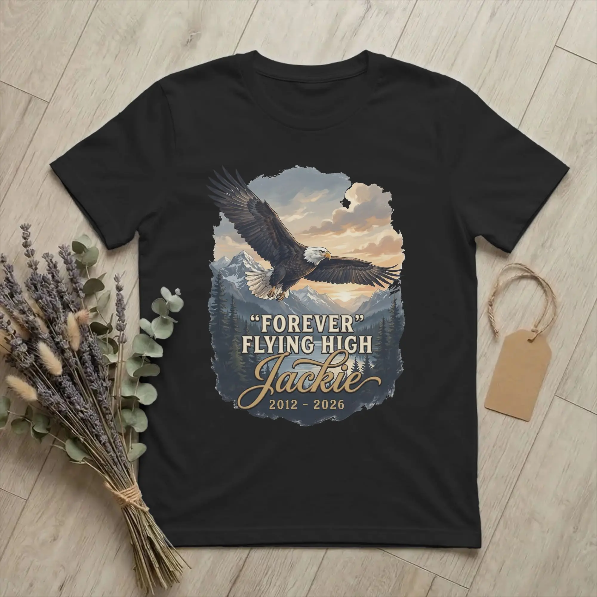 Jackie Bald Eagle Memorial 2012–2026 - Forever Flying High T Shirt For Men Women Cotton Top Tee Printed  Crewneck Short Sleeve