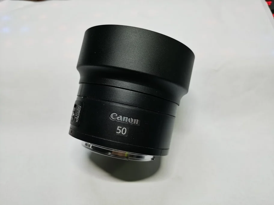 Custom fitted Canon RF 50mm F/1.8 micro single lens 50 f1.8 hood can be backbuckled