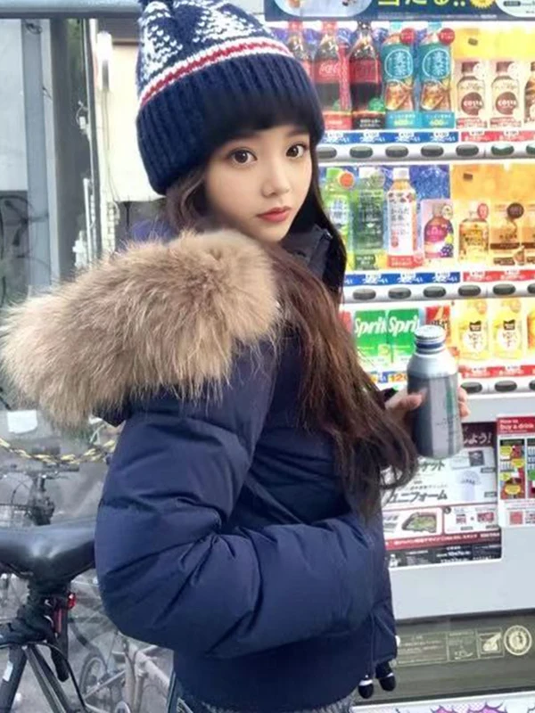 화이트 또는 경량 패딩 재킷 여성용 2025년 신상 겨울 코트 큰 털 칼라 코튼 코트 출퇴근용 슬림 한국 스타일