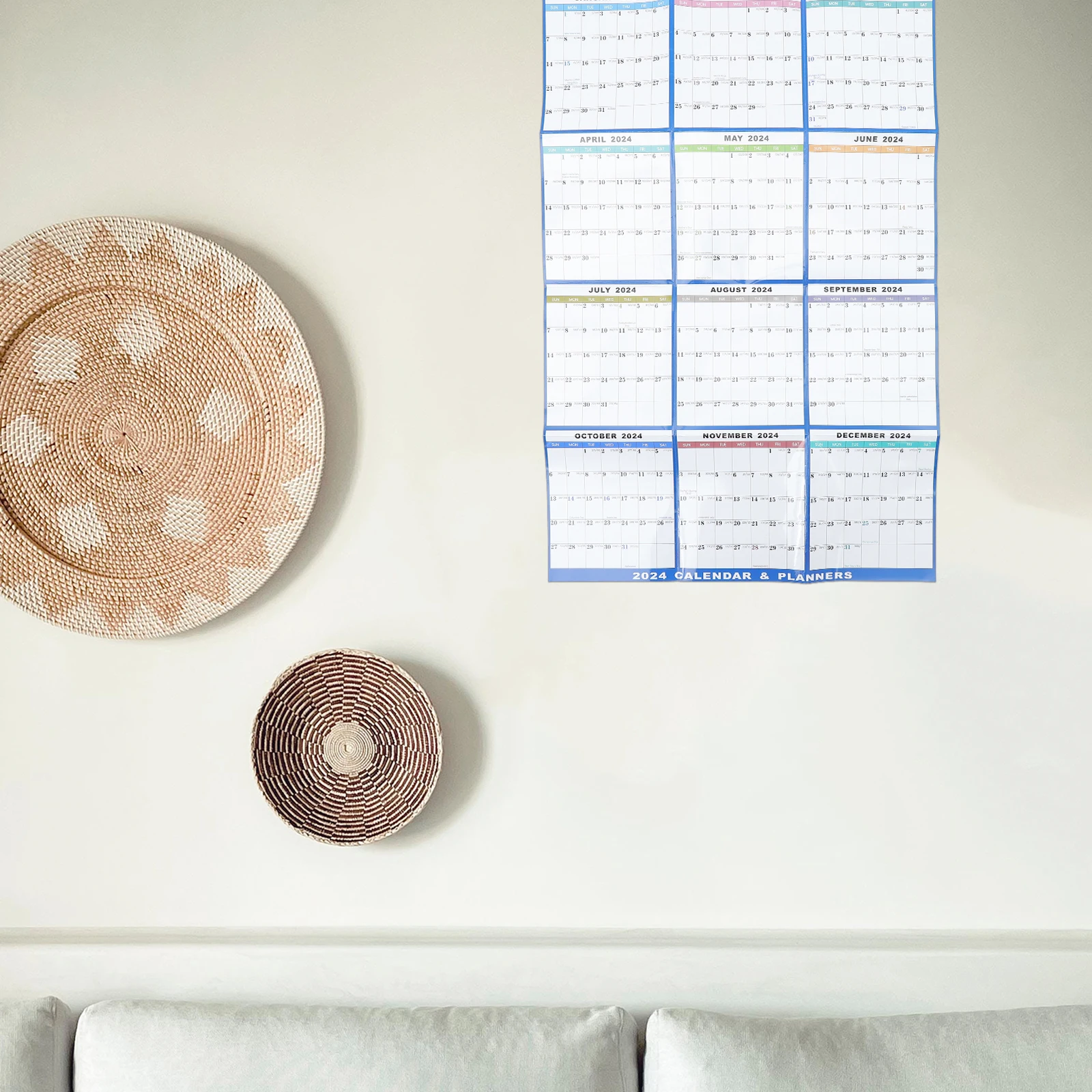 

Wall Calendar Large Monthly Double Sided Planning Yearly Hanging Paper Reusable