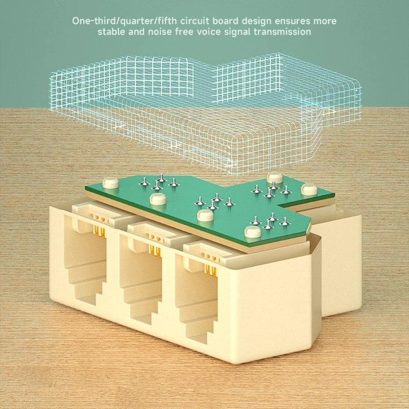 3-Way RJ11 Telephone Jack Splitter Adapter 6P4C/6P2C Port for Home and Office Use Strong Anti-Interference Ability