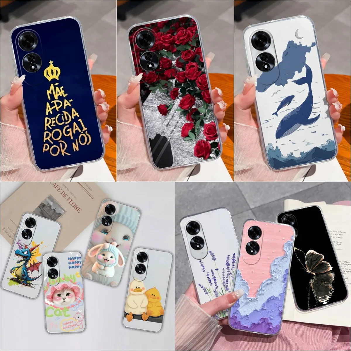 Pretty Flower Case For Oppo A60 CPH2631 Funda Bumper Transparent Silicone Soft TPU Anti Drop Back Cover For Oppo A 60 4G Housing