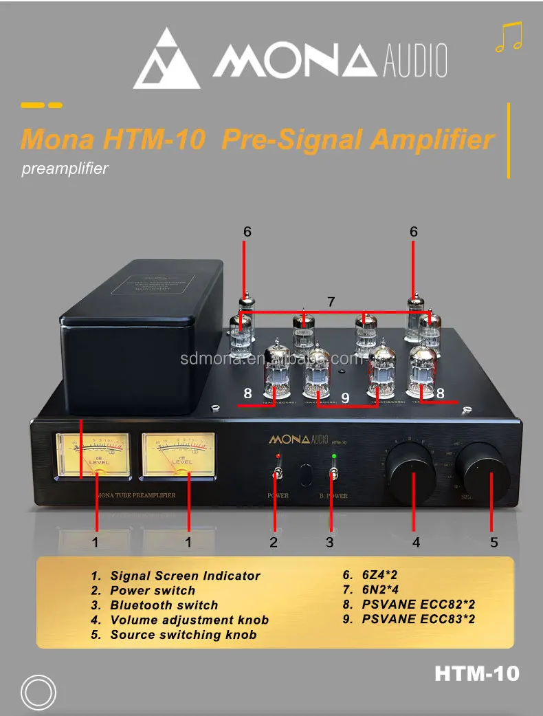 Classic HTM-10 Pure Preamplifier Home Amplifier 10 Electron Tubes 5.0 Enhanced Sound 220V
