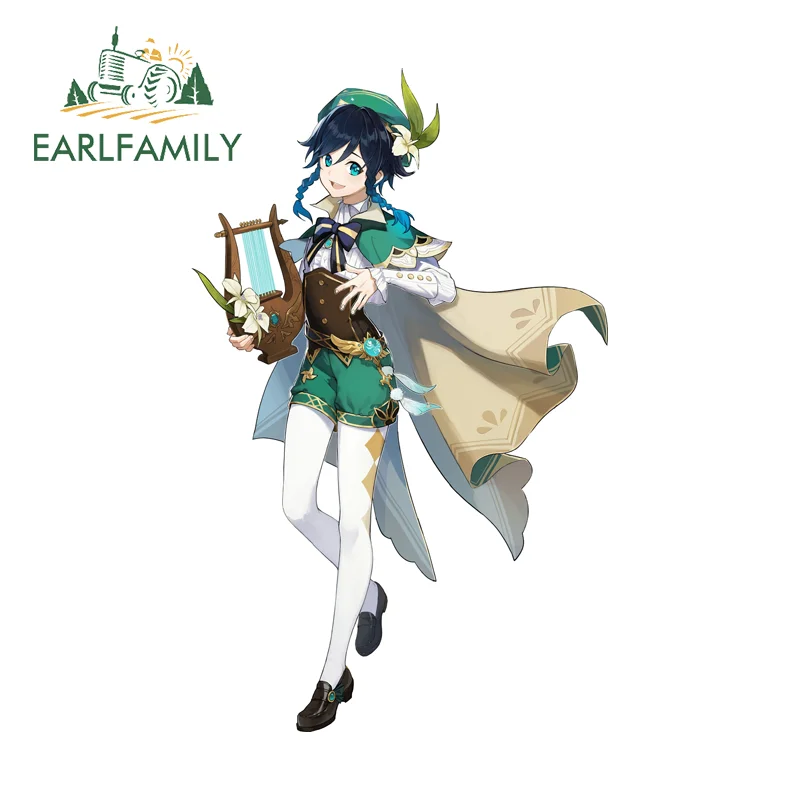 EARLFAMILY Femboys Venti Car Stickers Genshin Impact Trunk Decals Occlusion Scratch Waterproof Sunscreen JDM DIY Car Body