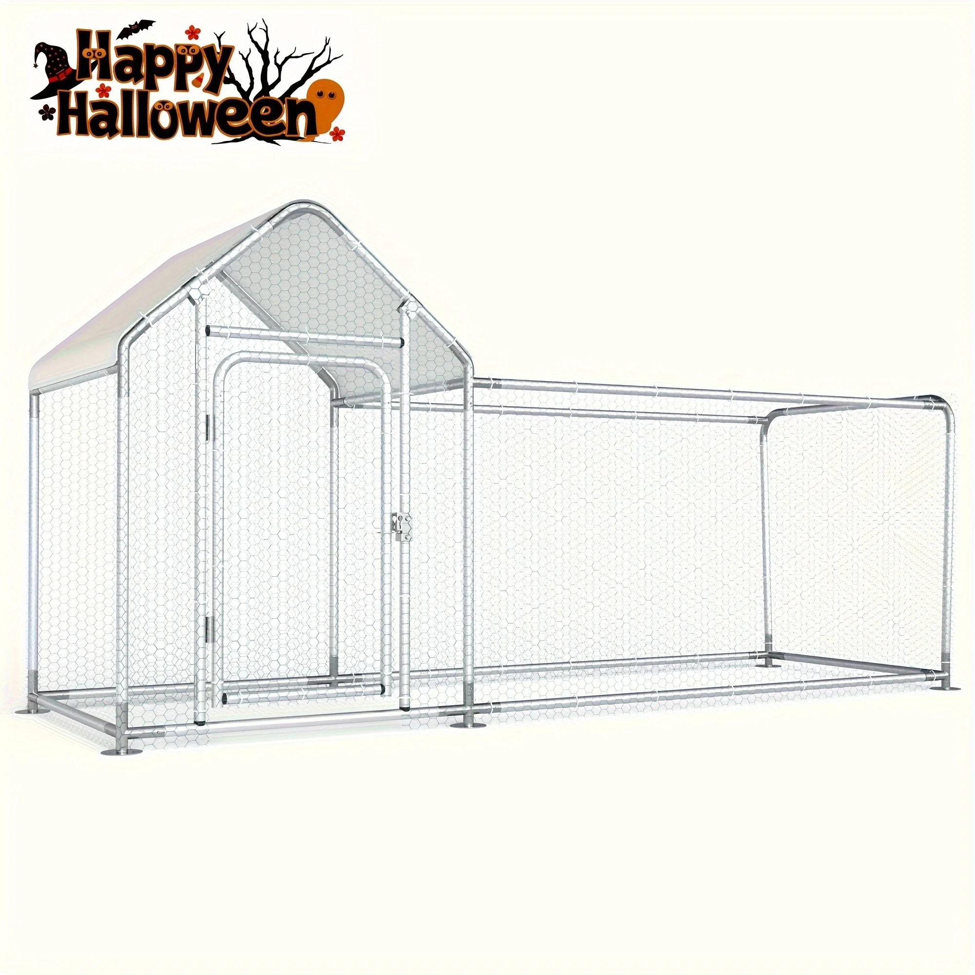 

Outdoor Metal Chicken Coop Hen House Poultry Pet Hutch W/ Cover Garden Backyard Cage for Farm Use JUYHGV