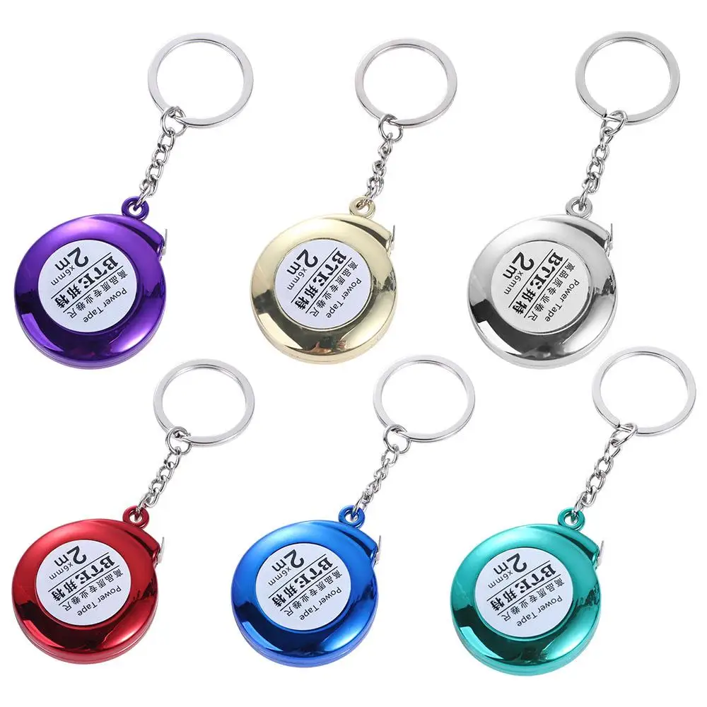 2M Roulette Retractable Ruler Delicate Mini Keychain Tape Keychain Multipurpose Steel Tape Measure Construction Tools