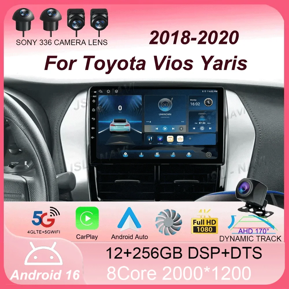 

Android 16 Auto Radio For Toyota Vios Yaris 2018 2019 2020 Navigation GPS Car Multimedia Video Player Stereo NO 2din Carplay