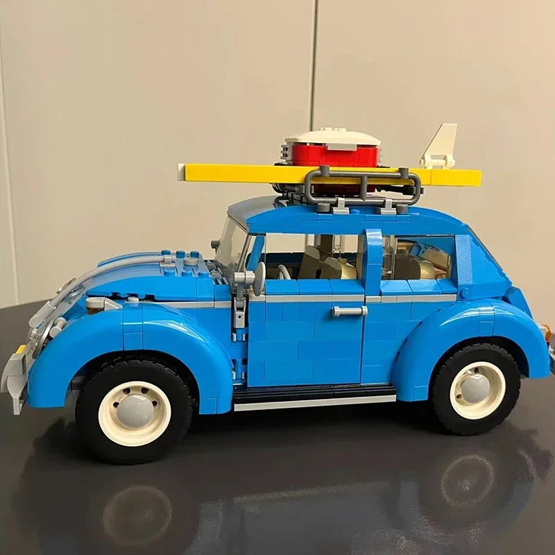 Técnico clássico carro bule besouro blocos de construção modelo campista veículo automóvel montar tijolos brinquedos presente para crianças menino