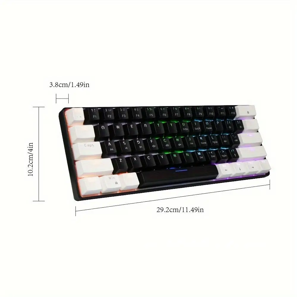 

61-Key Mechanical Keyboard Green Switch Wired Connection for Home Office Gaming Universal Compact Size E-Sports Keyboard