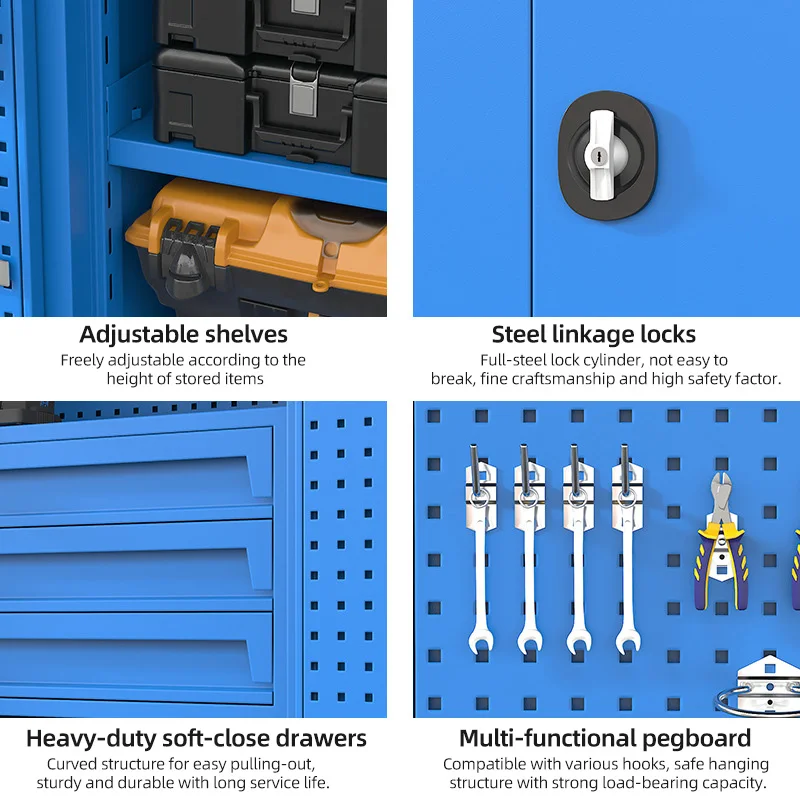 Optimize Your Workspace With a Modern Industrial 71in. Orange Tool Cabinet Lock Drawers Pegboard and Quiet Wheels