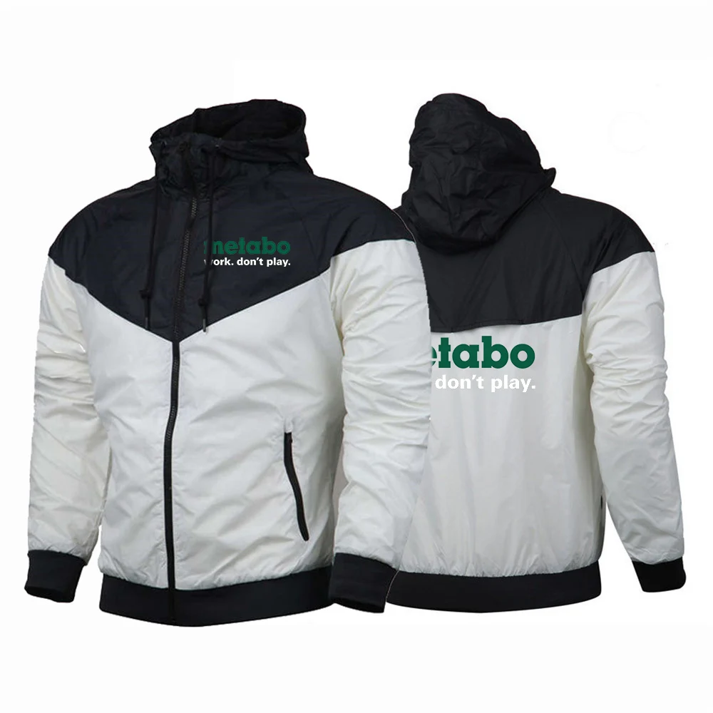 Metabo Tools Logo Print 2026 Spring And Autumn Mens Lightweight Hooded Outdoor Raincoat Hiking Windproof Jacket Climbing Hoodies