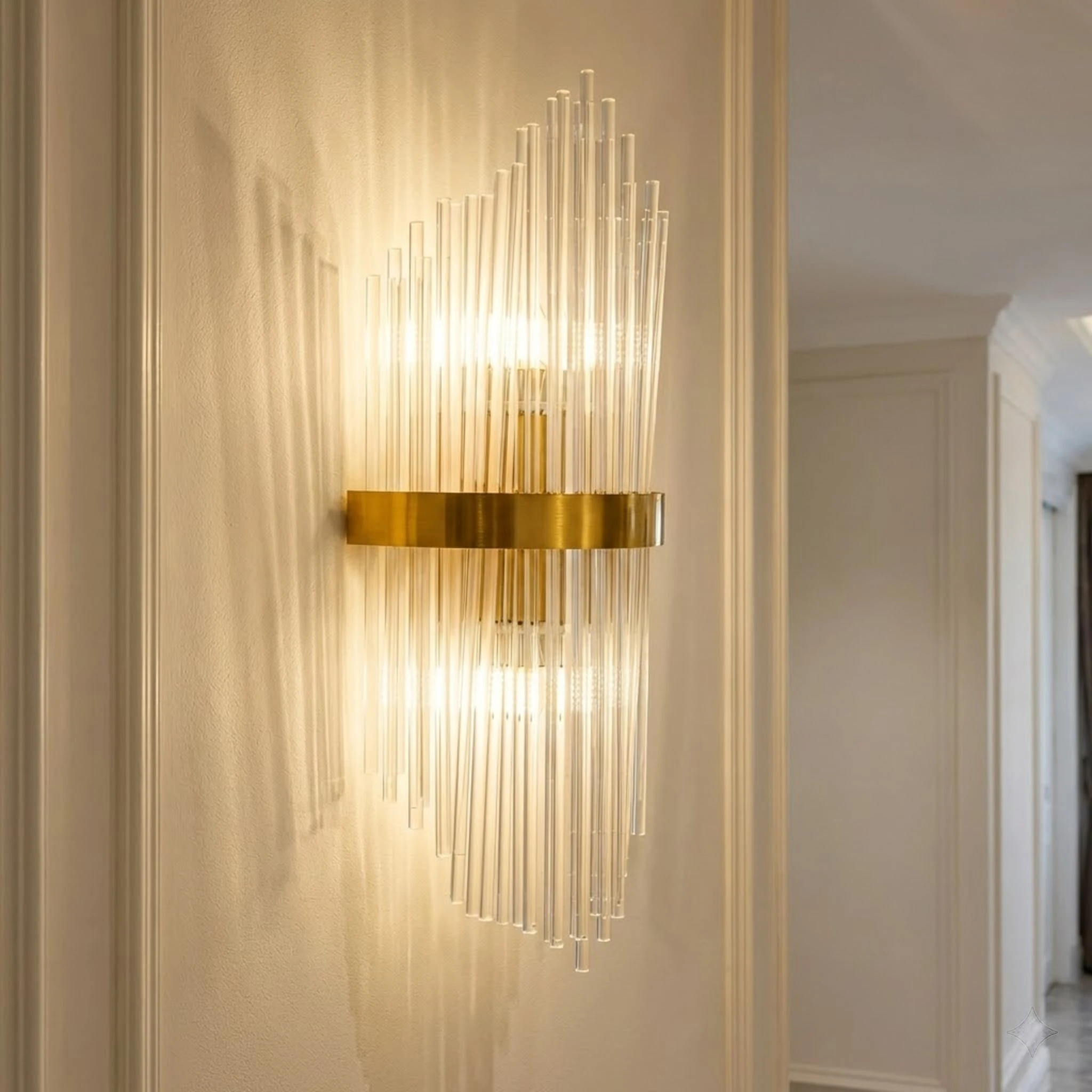 

Настенный светильник в стиле ар-деко с хрустальными элементами, золотистая отделка, для гостиной, отеля, современный, со стеклянными плафонами, диммируемый, цоколь E27