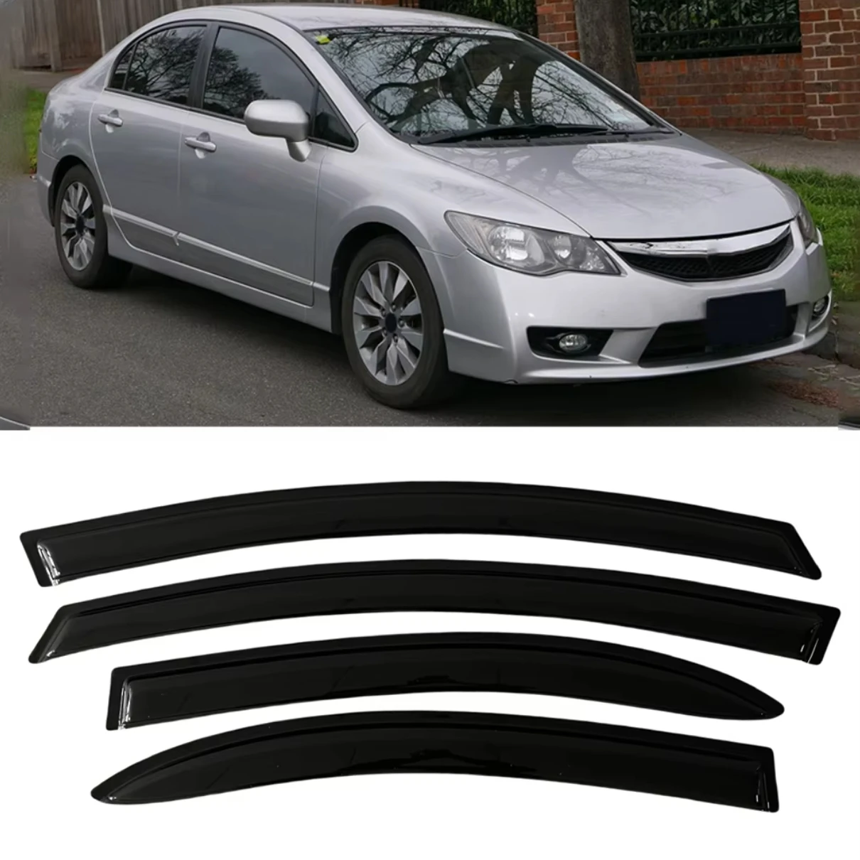 

For Honda Civic Sedan 2006 2007 2008 2009 2010 2011 Wind Deflectors Rain Guards Door Visor Vent Shades Ventvisor Window Visor