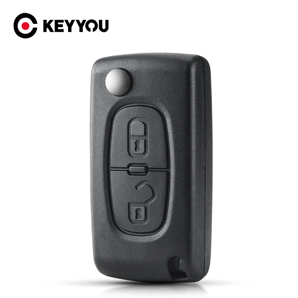 

KEYYOU 2 Buttons Flip Folding Key Case Blank Shell For Peugeot 107 207 307 307S 308 407 607 VA2/HU83 Blade