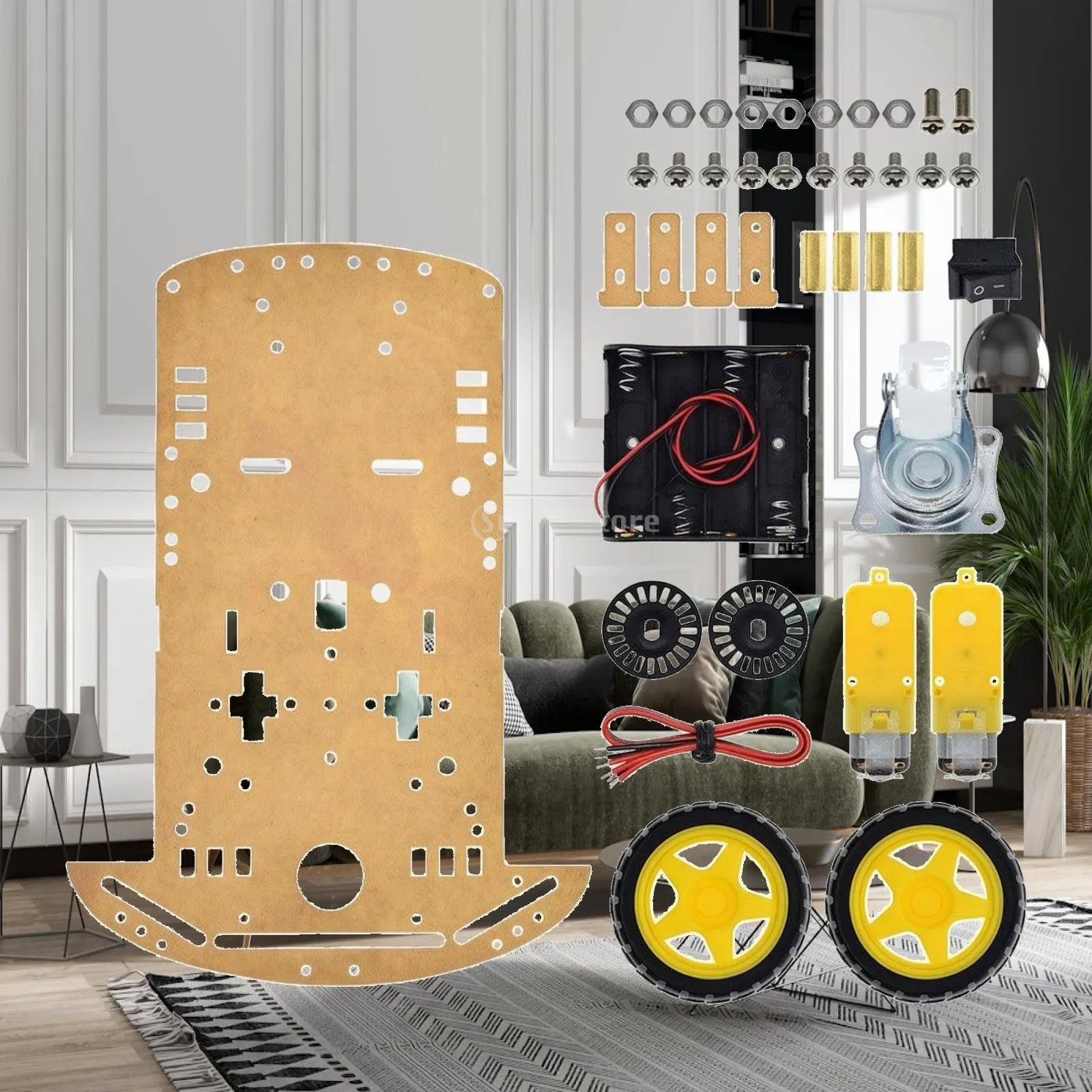 DIY Robot Car Chassis Kit Compact Robot Car Chassis Kit with Rotary Sensor Expandable Microcontroller Compatible for Hobbyists