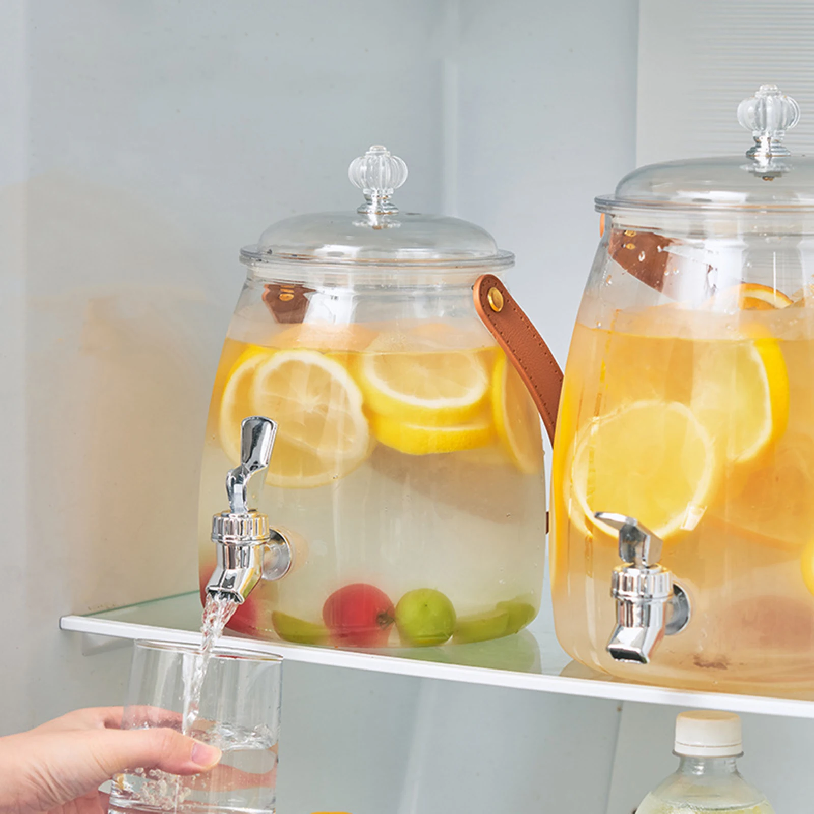 Distributeur de boissons avec robinet et filtre, support de limonade transparent, débit facile,