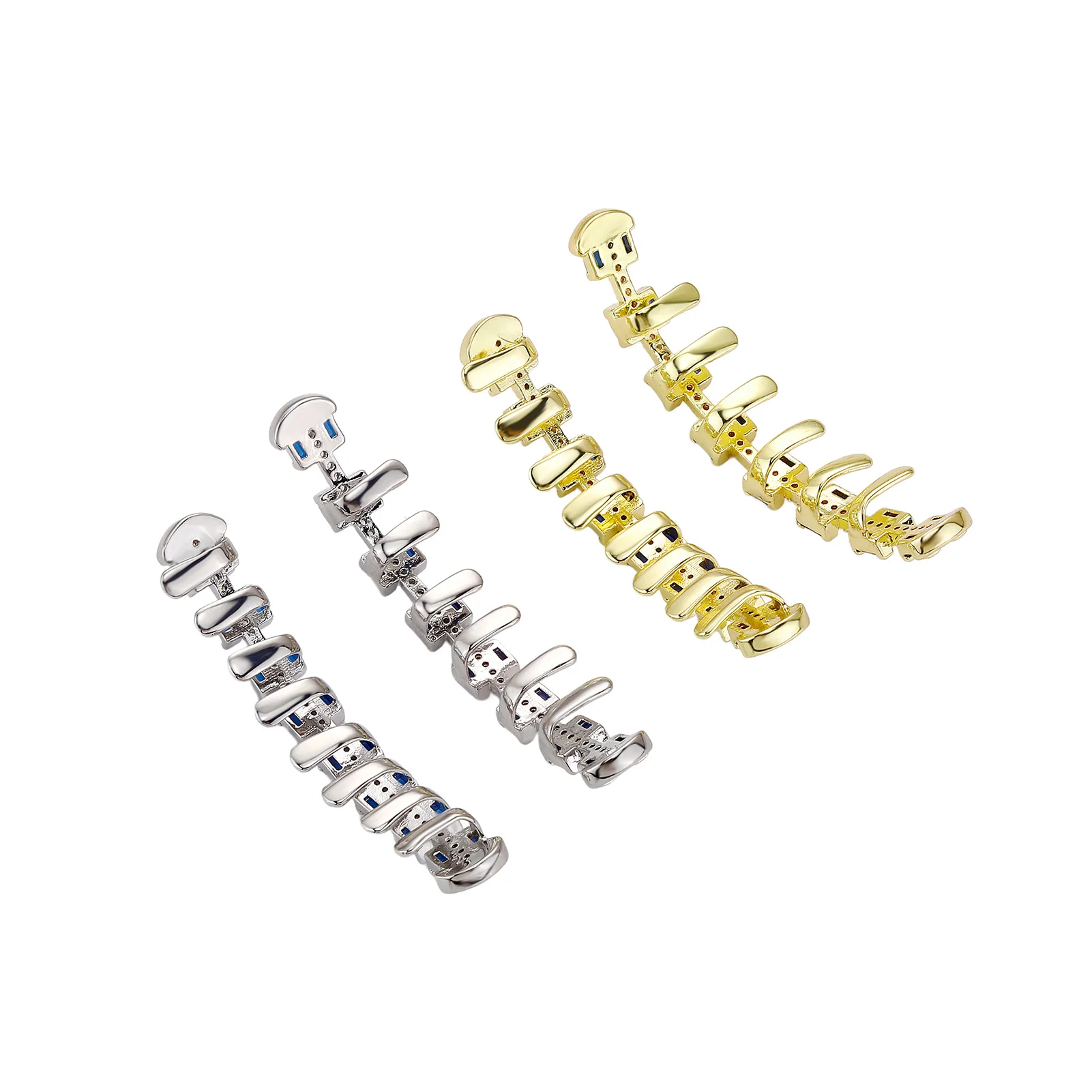 JINAO Hip-Hop Iced Blue Baguette CZ Stein 8 Zähne Rob Grillz Set für Herren & Damen – Glänzende quadratische Grillz für Ober- & Unterkiefer – Punk Rapper Geschenk – Detail 10