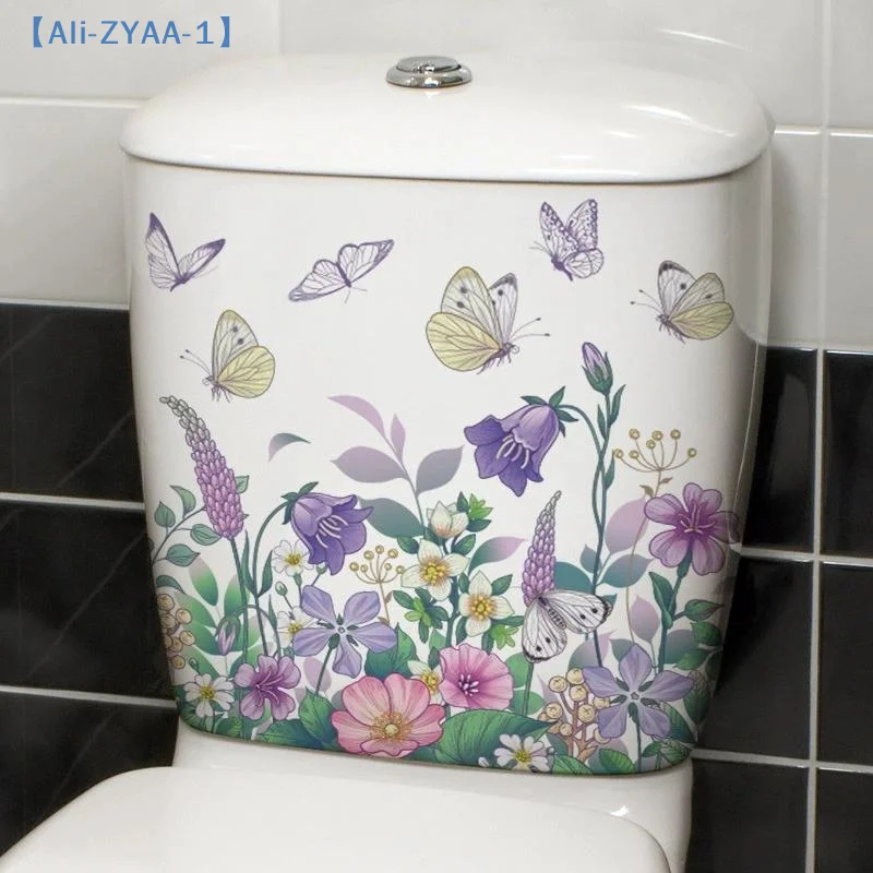 【ZYAA-1】Bathroom Toilet Seat Sticker Self-Adhesive Floral Butterfly Decals Toilet Stickers For Cistern WC Restroom Decor