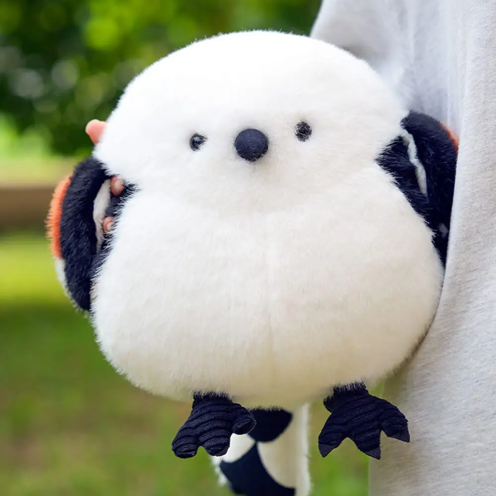 Chubby Long-tailed Tit Plush Toy, Fat Long-tailed Tit Stuffed Animals Toy, Soft Plush Bird Plushie