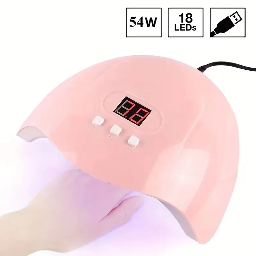 35-in-1 Nail Art Tool Set with Nail Lamp Glue Drying Machine Manicure Kit with Dead Skin Fork Pusher And Finger Divider