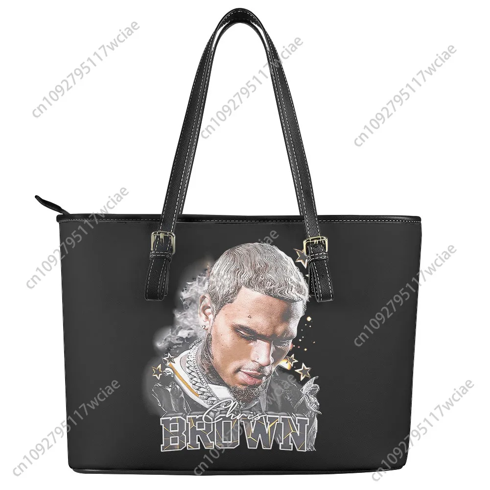 

Chris Brown Hip hop Rap Rock Singer Custom Handbag Womens Personalized Tote Bag Shoulder Bag Business Leather Purse Travel Bag