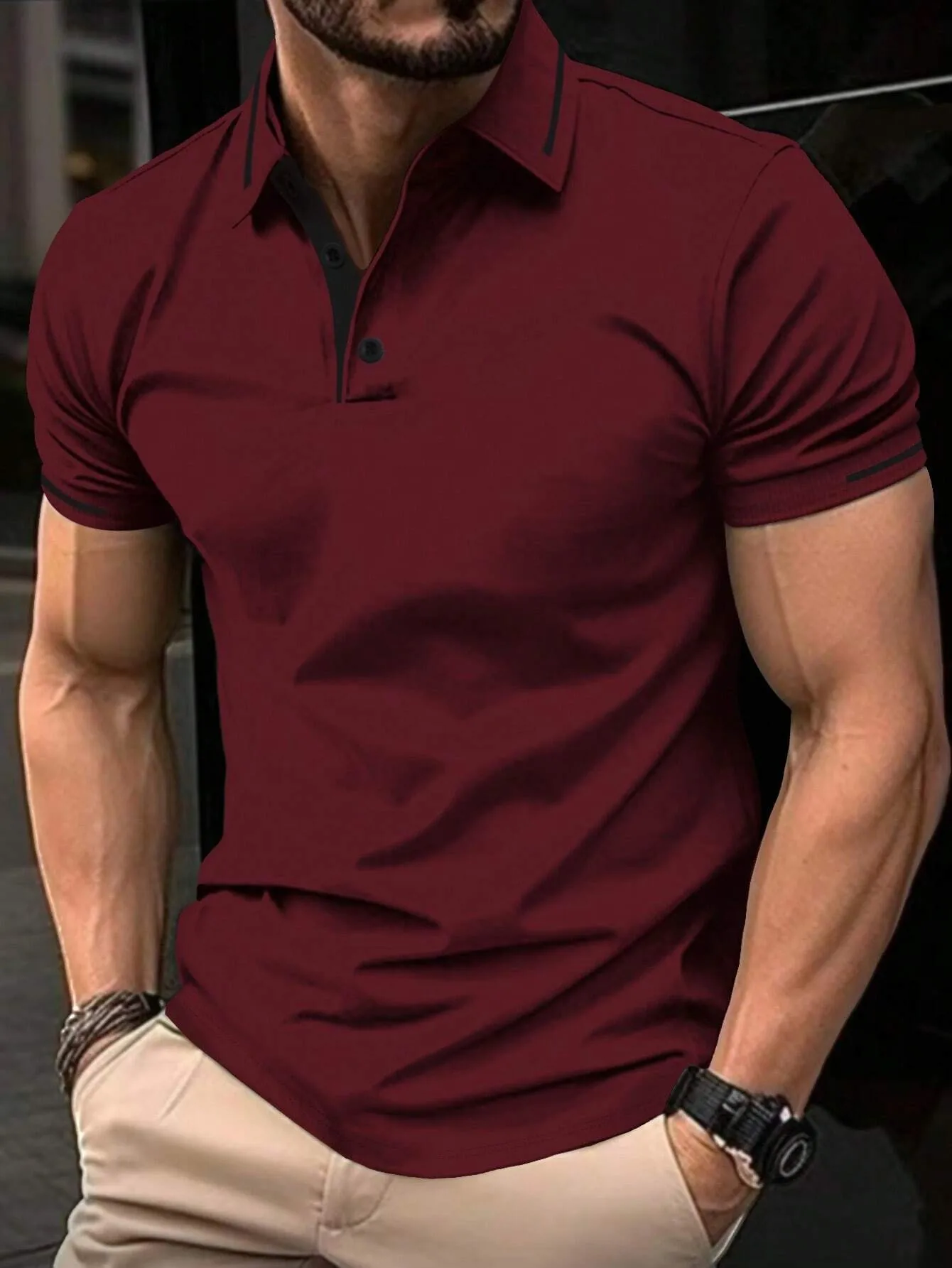 Men's High Quality Short-Sleeved Polo Shirt，High-End Casual Business T-Shirt，Henley Collar Polo High Quality Mens T Shirts