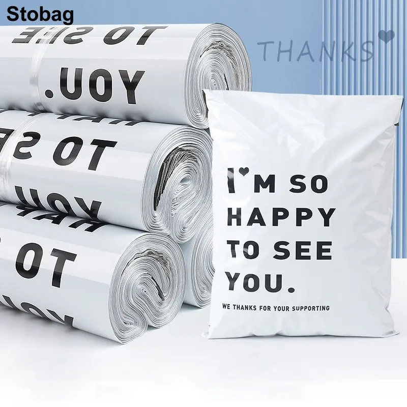 StoBag 100pcs Express Mailers Envelope Courier Bags Delivery Package Sealing Plastic Transport Self Adhesive Shipping Pouch