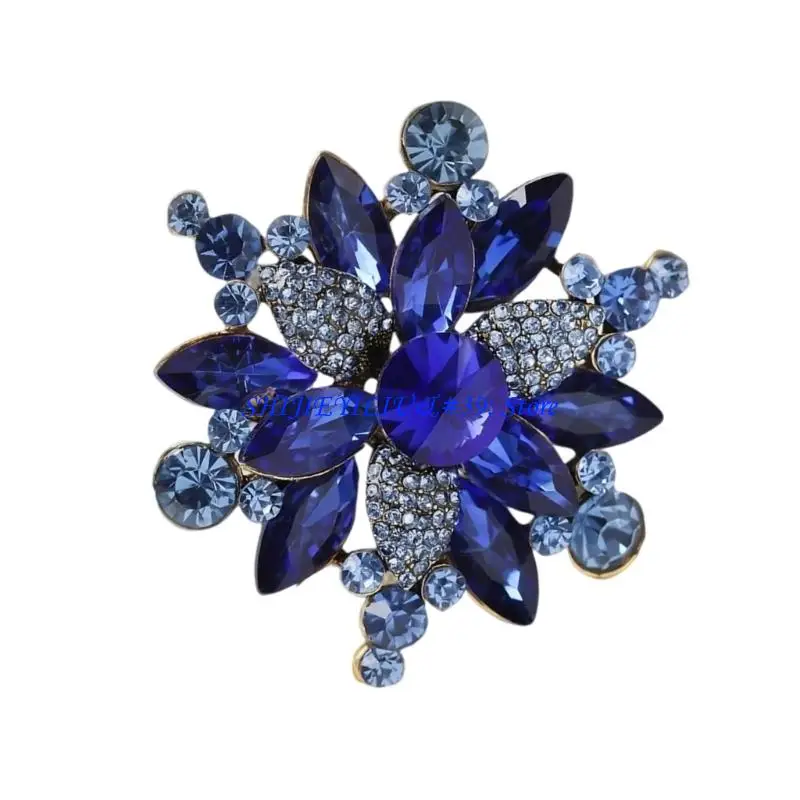 

E21F кристаллы цветок булавка женская мода ювелирные изделия брошь из нержавеющего сплава с замком безопасности для вечернего