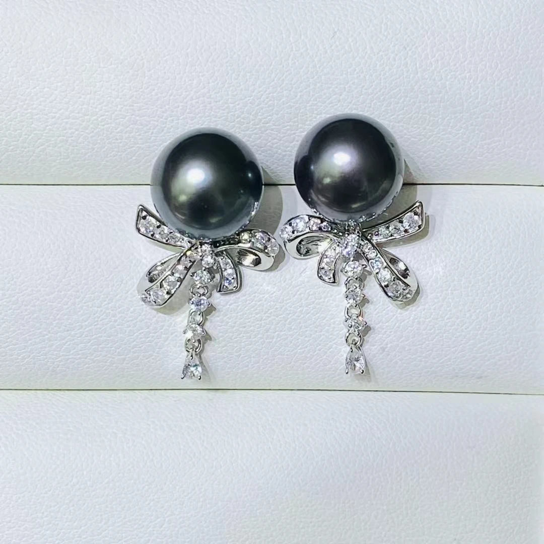 

Bow Knot 925 Sterling Silver Earrings Mount Findings Settings Base Mounting Parts Accessory for 11-12mm Pearls 5 pairs/lot