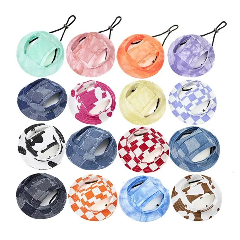 

Fashion Style Summer Dog Cap Sun Outdoor Hiking Hat Pet Product Puppy Hair Accessory With Ear Holes