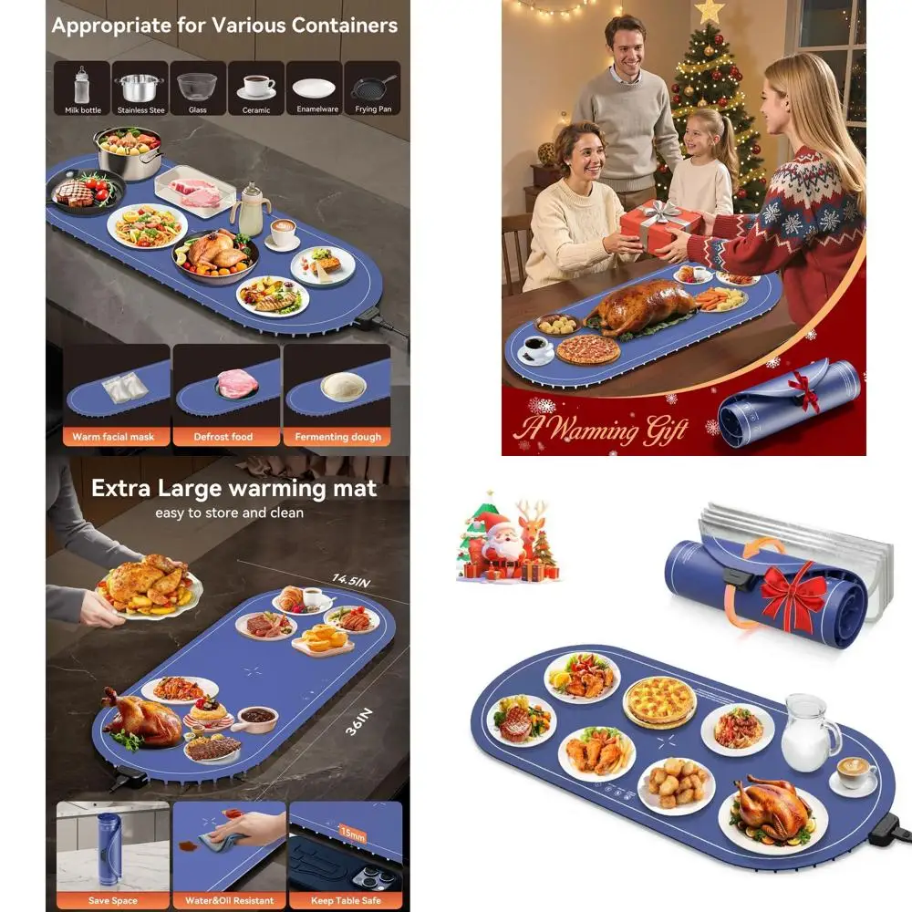 

Очень большой коврик для подогрева пищевых продуктов, силиконовая грелка 36x15, кадвижная и портативная, идеально подходит для вечеринок, буфетов, повседневного использования