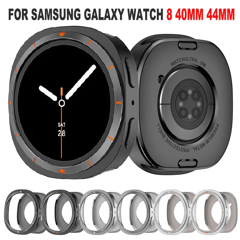 Capa de metal para samsung galaxy watch 8, 40mm, 44mm, acessórios, protetor de tela resistente a choques, capa protetora para galaxy watch8, capa de p