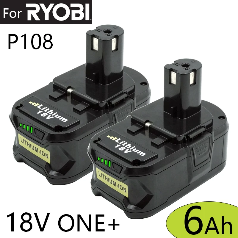 Original 18V 6Ah battery For RYOBI P108 18V One+ Plus Battery 18 Volt Lithium-Ion Power Tools P104 P107 RB18L50 RB18L20 1815