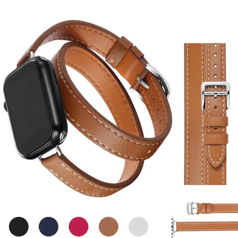 Leather Strap for Apple Watch Band 49mm 41mm 45mm 40mm 44mm Correa For IWatch Series 9 8 7 6 SE 5 4 Ultra 2 Replacement Bracelet