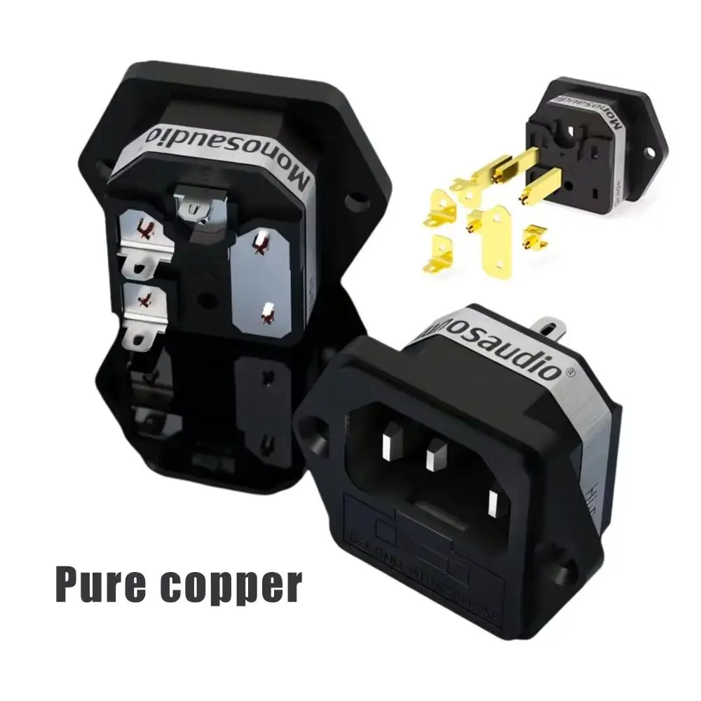 Monosaudio IF76 Fused IEC Socket with Fuse Holder 24K Gold Plated or Rhodium Plated IEC Connector Inlet