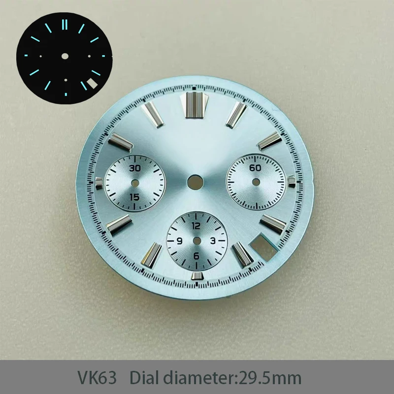 For VK63 Panda Dial Diameter 29.5mm BGW9 Blue Green Luminous Diver's Watch Quartz Movement Watch Accessories