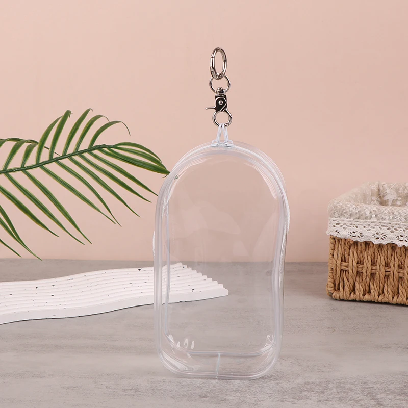 1pc PVC Transparent Oval Doll Storage Bag Outdoor Dustproof Bag Storage Case Organizer Box Toy Doll Bag Box Keychain 19*10CM