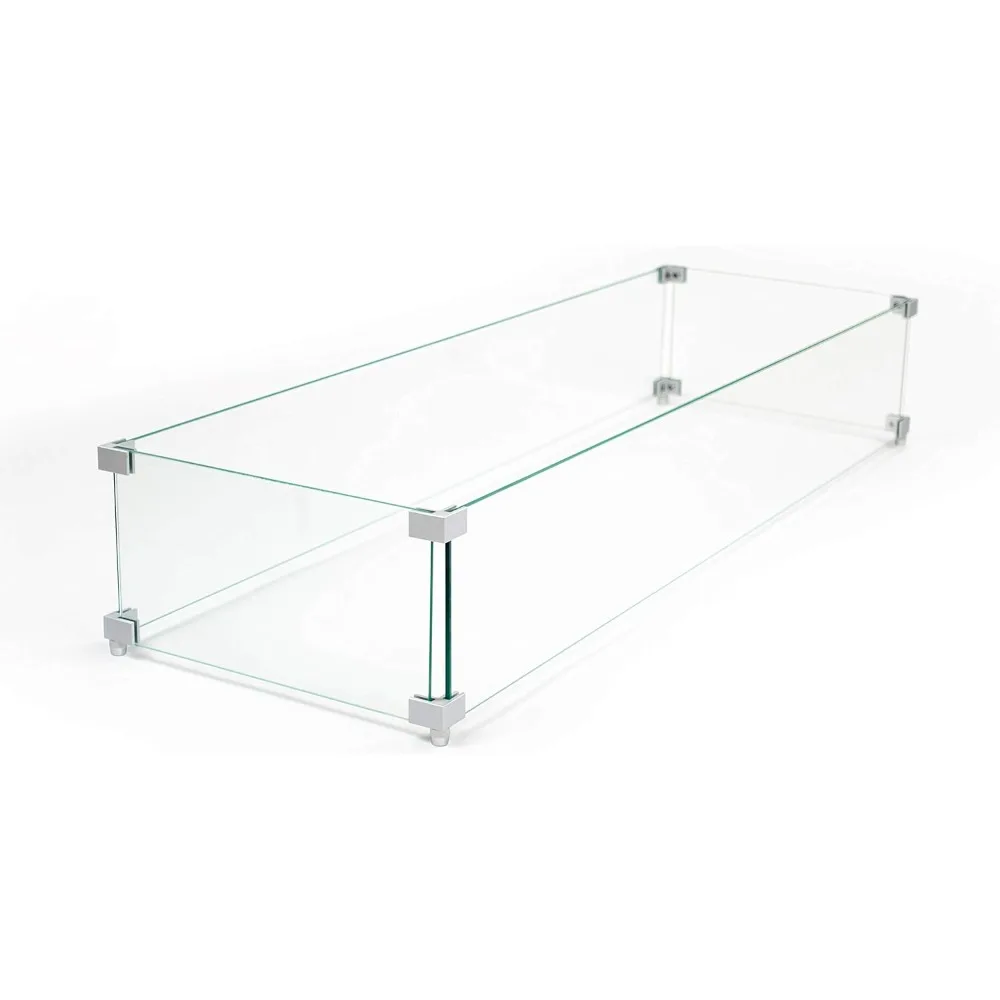 

AMS Fireplace | Fire Pit Table Square/Rectangular Tempered Glass Wind Guard-Fire Flame Guard 1/4 Thick Wind Guard - Flame Guard