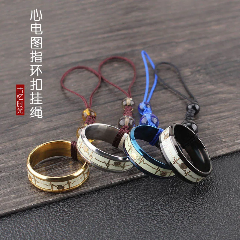 

Аксессуары для DIY: китайский стиль, электрокардиограмма, титановая стальная пряжка-кольцо, ремешок для телефона, подвеска для чехла мобильного телефона, оптом от производителя