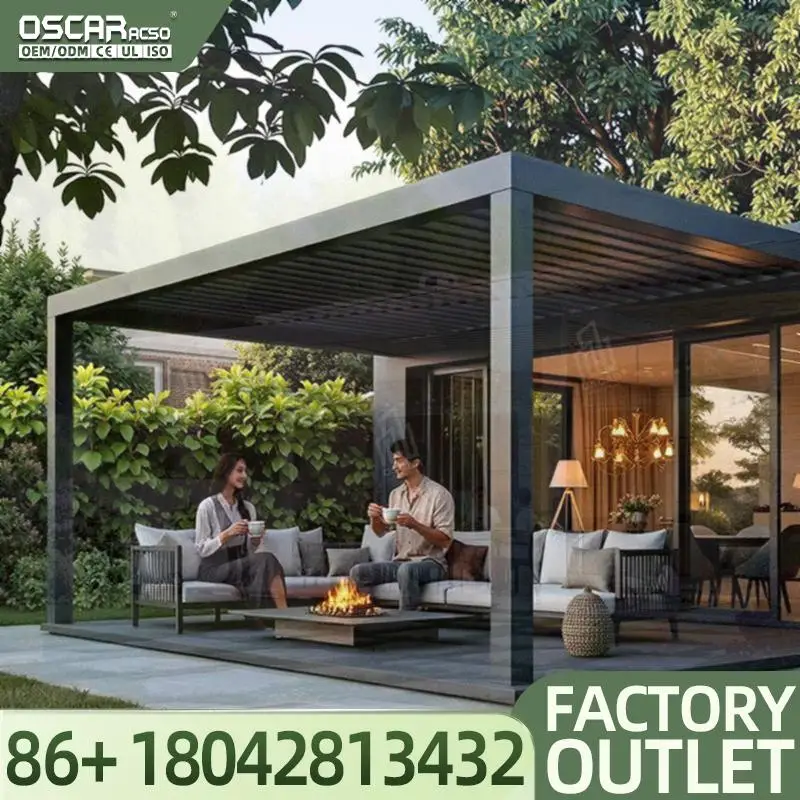 10x10 10x12 10x13 13x19 13x20 ft Outdoor Patio Free Standing Electric Awning Shelter for Garden Backyard Poolside Pergola