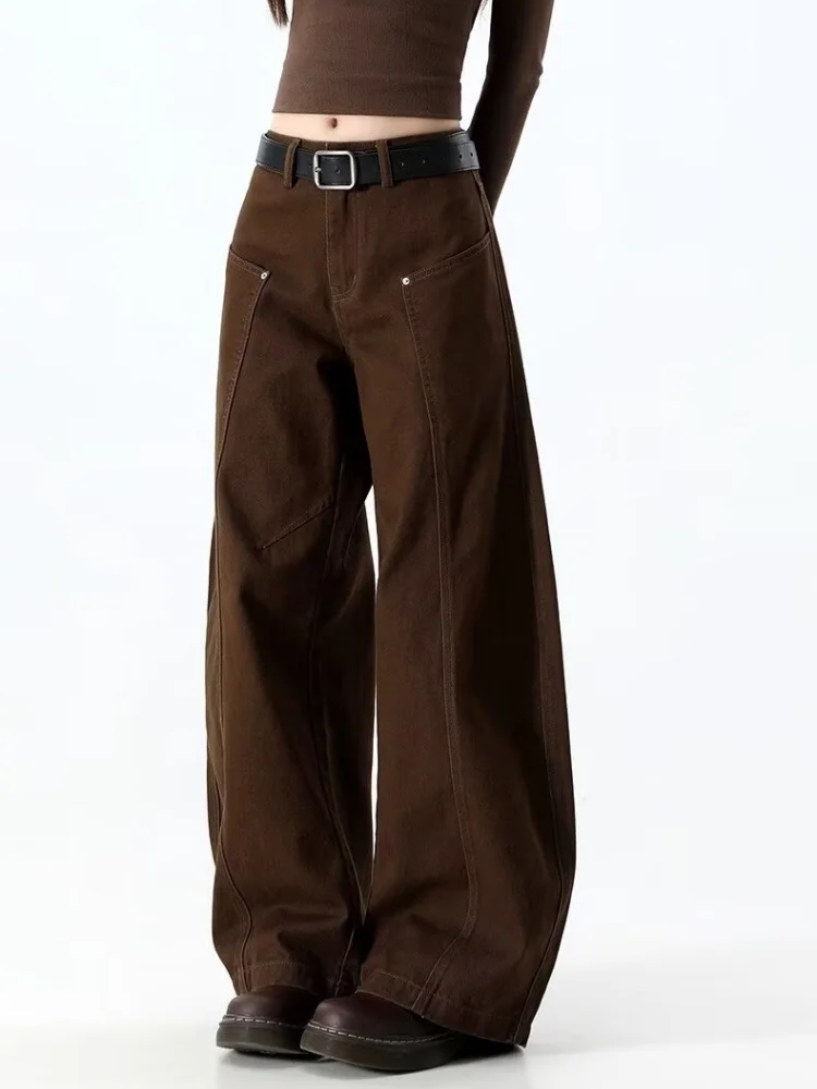 2025 Ropa Y2K New Fashion Baggy Marrone Casual Pantaloni jeans cargo da donna per abbigliamento donna Pantaloni lunghi larghi in cotone dritto