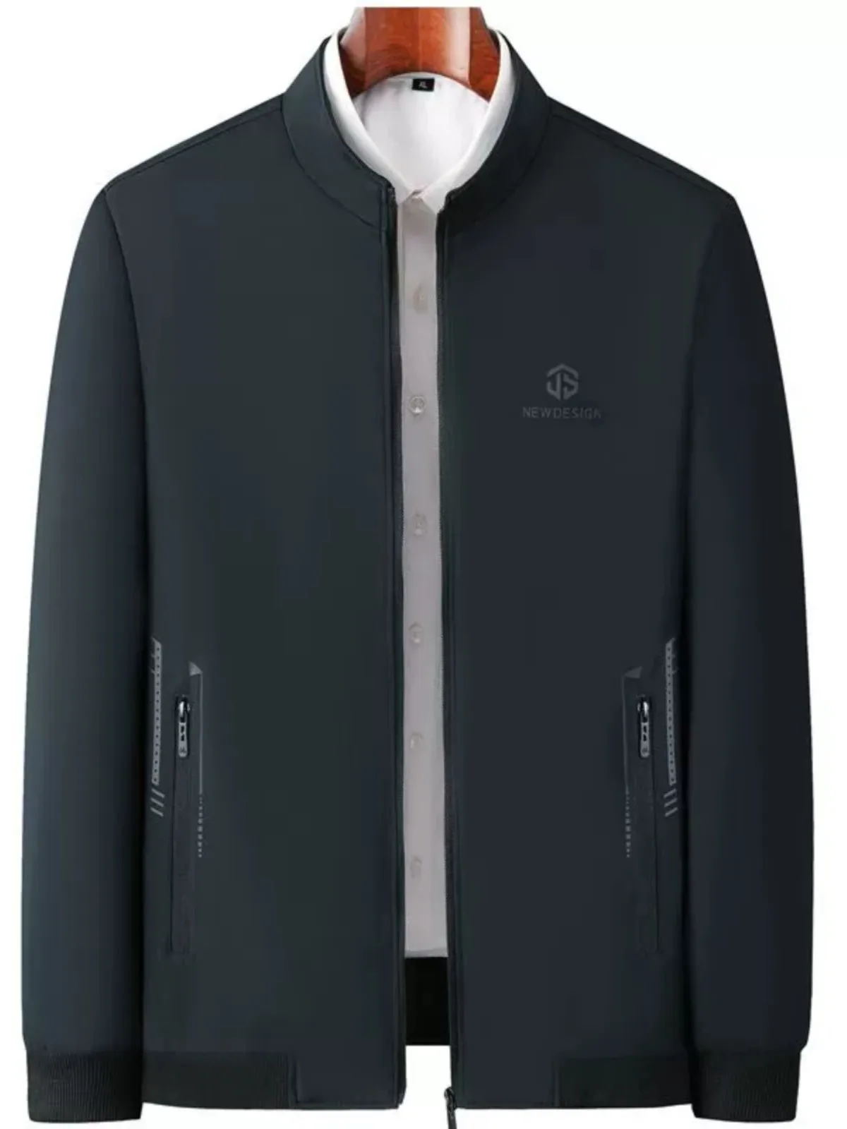 

Мужская повседневная куртка на осень-весну с воротником-стойкой, свободного кроя, из полиэстера, ветрозащитная, для города