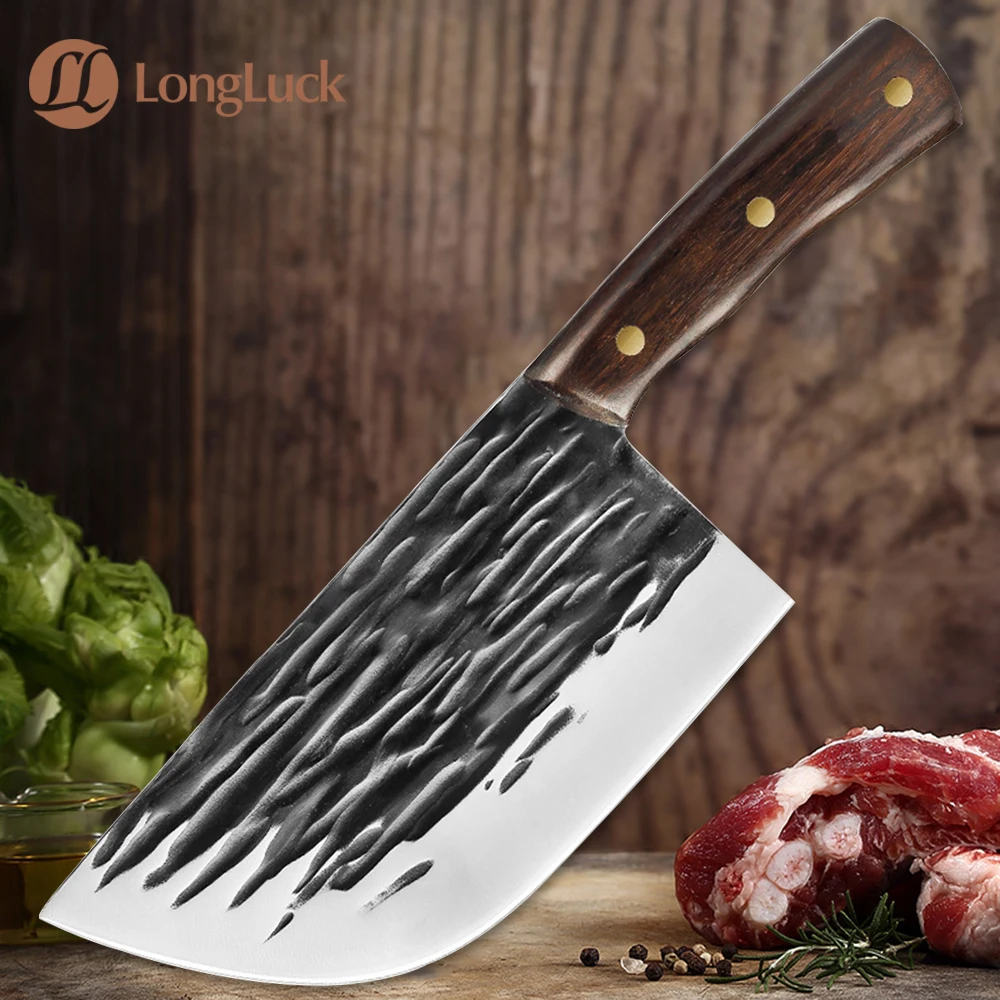 Butcher Knife Hand Forged High-Carbon Steel Chinese Household Non-Stick Slaughter Cleaver Slicing Vegetables Kitchen Chef Knives