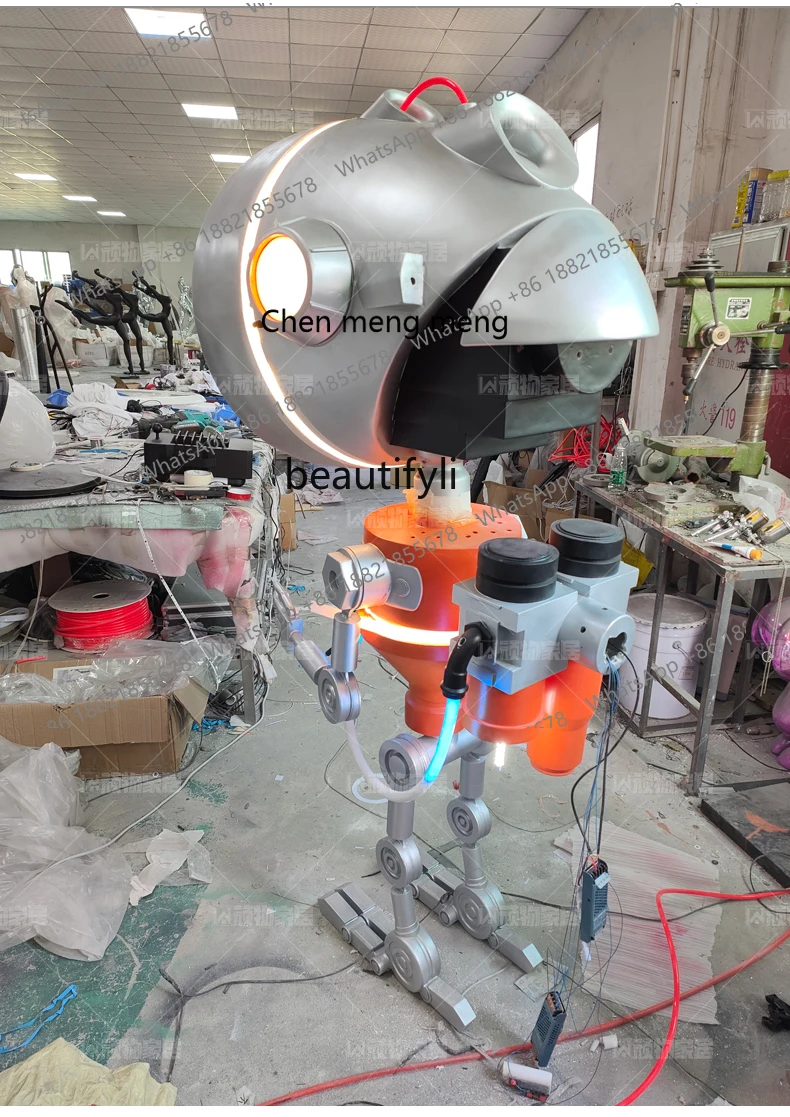 D178 Luminous Mechanical Robot KTV Bar Clearance Bar Check-in Fiberglass Large Ornament Floor-standing