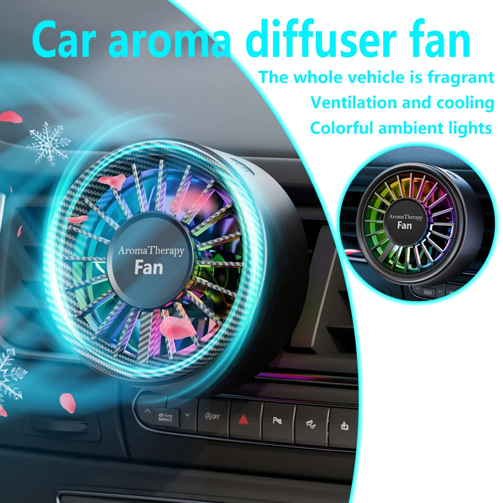 Car Air Conditioner Air Outlet Aromatherapy Fan Carbon Fiber Color Fan Car Aromatherapy Air Freshener Is Suitable for 100% Cars