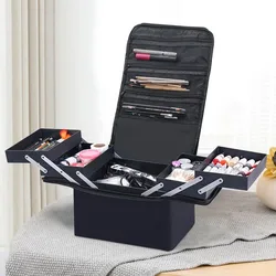 Nuova borsa per il trucco per le donne Kit di strumenti per il ricamo di parrucchieri per Manicure multistrato di grande capacità custodia per articoli da toeletta per cosmetici