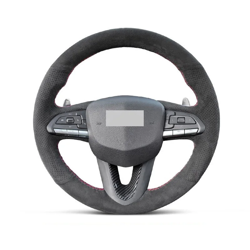 Genuine Leather Suede Steering Wheel Cover Red Thread Car Accessoires Specifically for Cadillac CT5 XT5 XT4 ATSL CT6 XT6 CT4