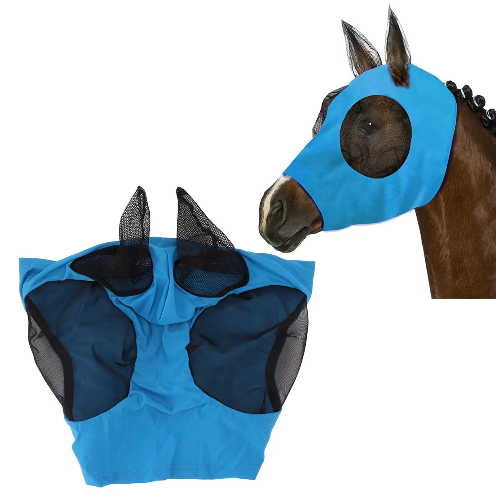 Horse Fly Mask with Ears Horse Mesh Fly Mask Breathable Elastic Horse Face Mask with Ears  Riding Equestrian Equipment
