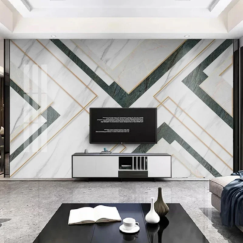 Custom Mural 3D Geometric Marble Pattern TV Background Wallpaper Home Decor Modern Living Room Bedroom Wall Decoration Fresco