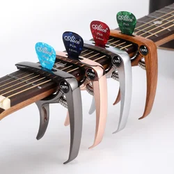 Miwayer Aluminum Alloy Guitar Capo Metal Guitar Tuner Picks Holder Professional Capo for Acoustic Electric Guiter Ukulele Bass